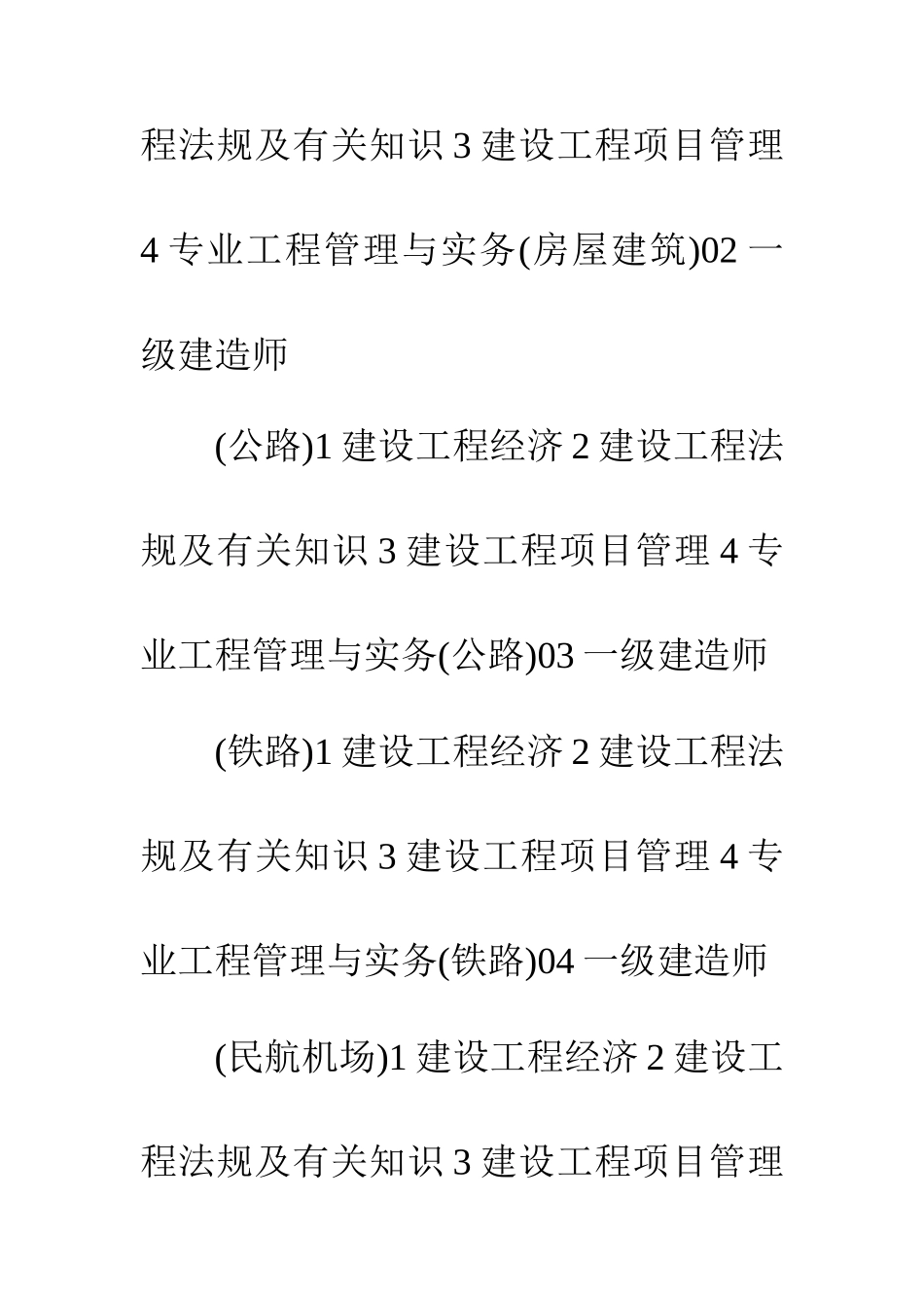 2025年一级建造师考试科目及其代码对应表_第2页