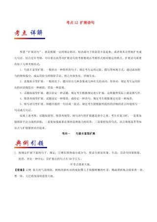 2025年备战高考语文考点一遍过考点12扩展语句含解析