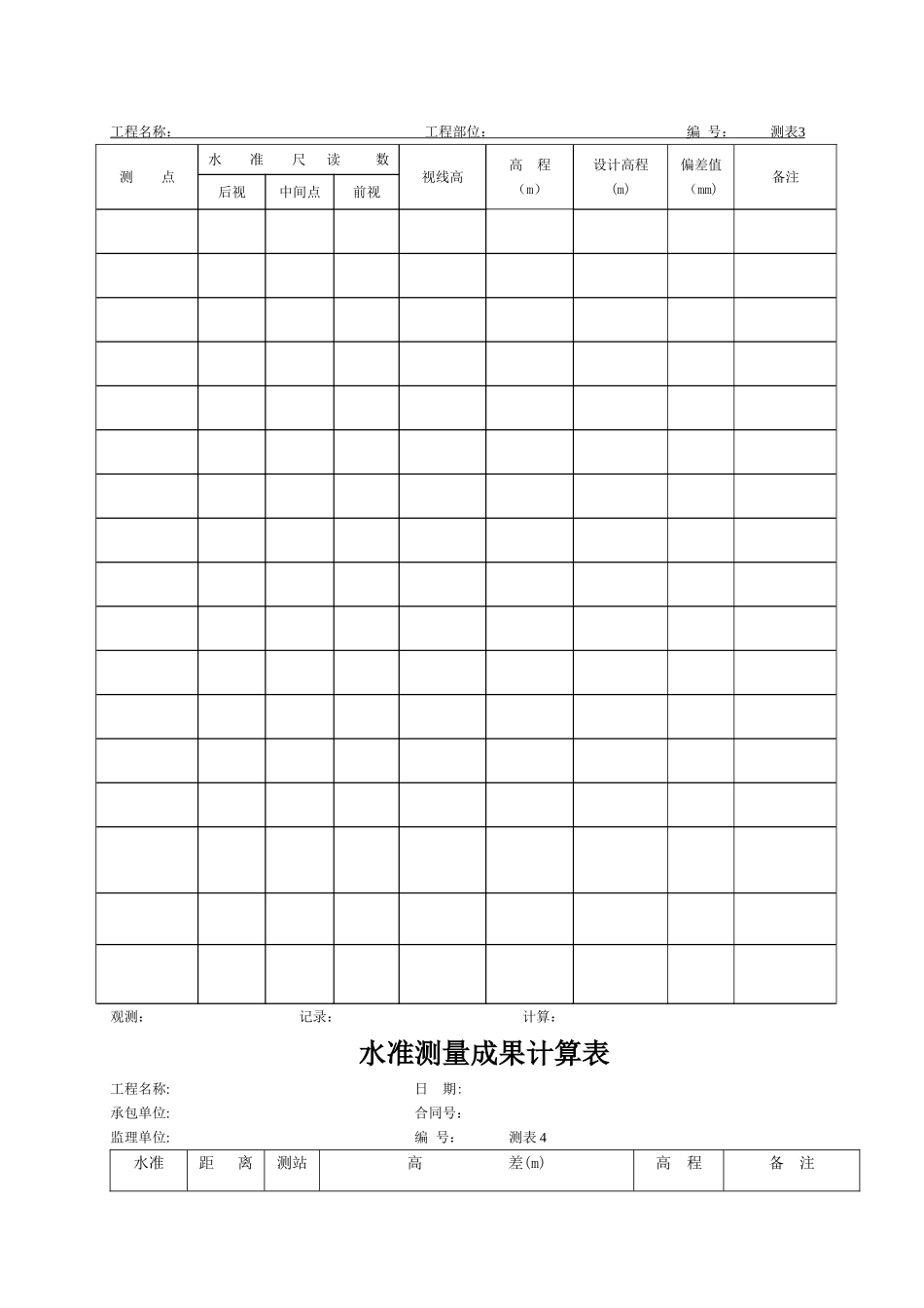 水准测量记录表(全套)_第3页