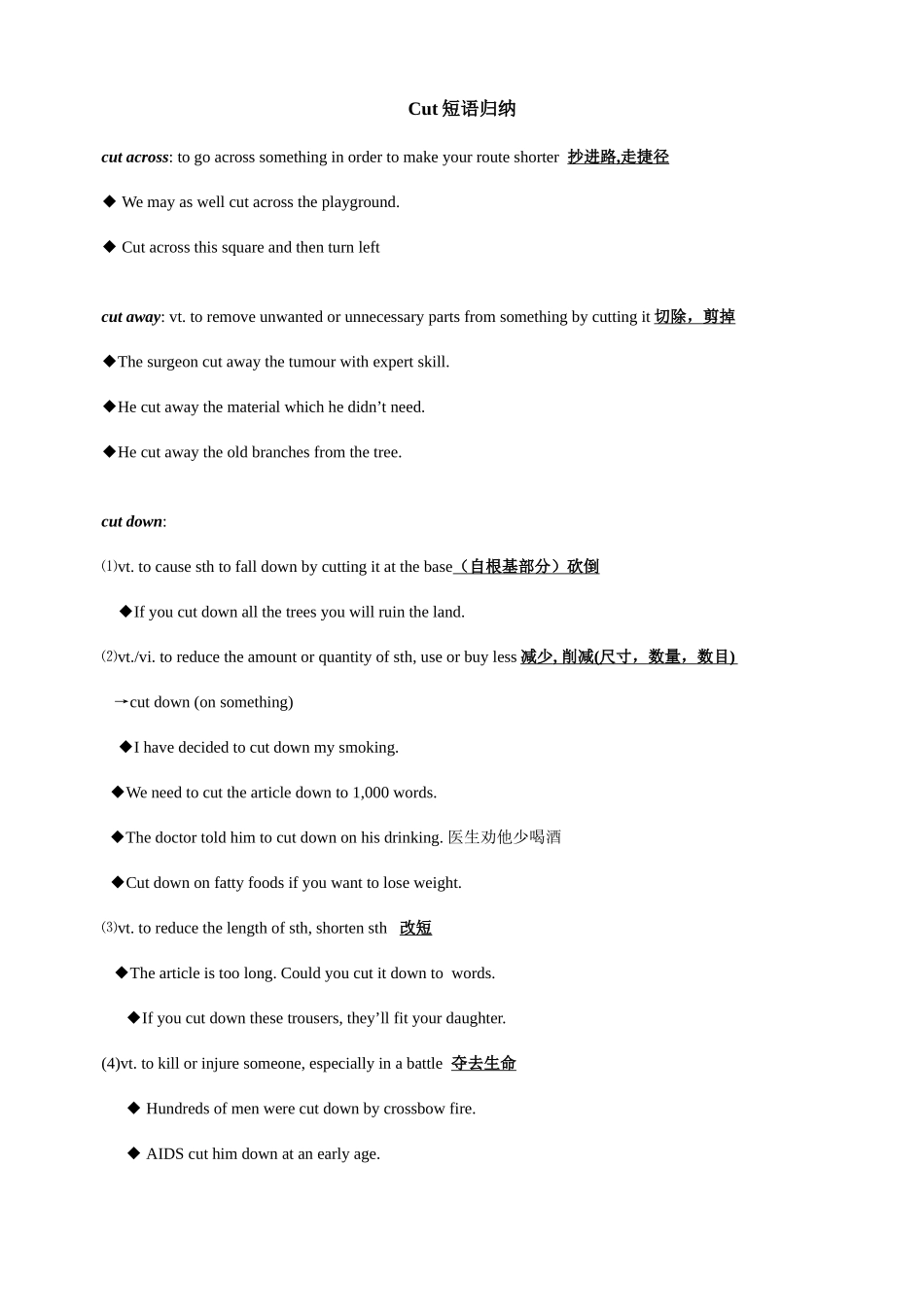 2025年cut短语归纳_第1页