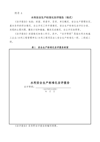 水利安全生产标准化自评报告