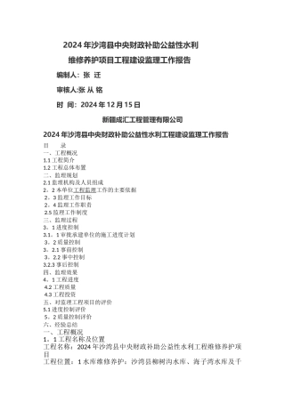 水利工程建设监理工作报告03034