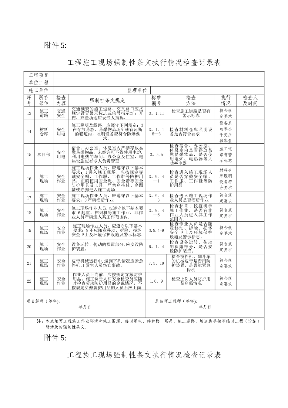 水利工程强制性条文执行计划表5_第2页
