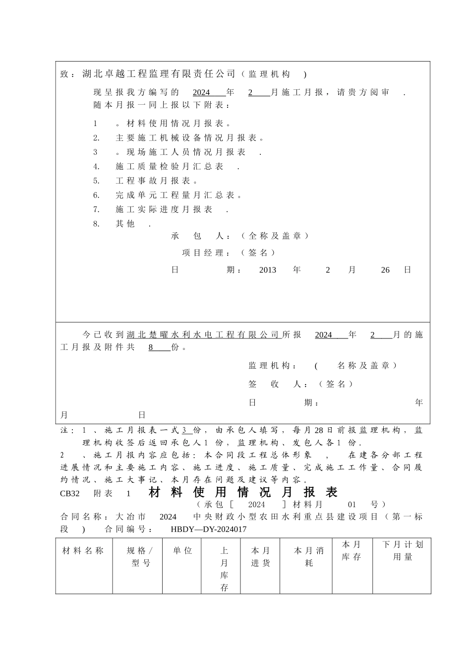 水利工程施工月报样例_第2页