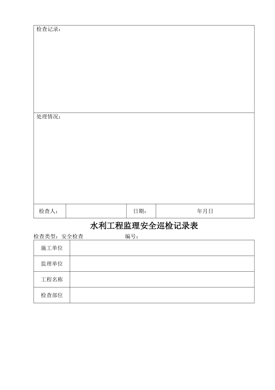 水利工程监理安全巡检记录表_第3页