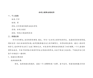 水利工程职业规划书