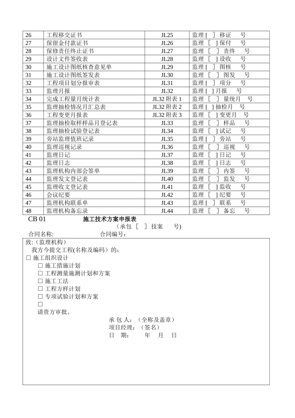 水利工程资料表格全套本部分包括施工单位用表及监理单位用表两部分_第3页