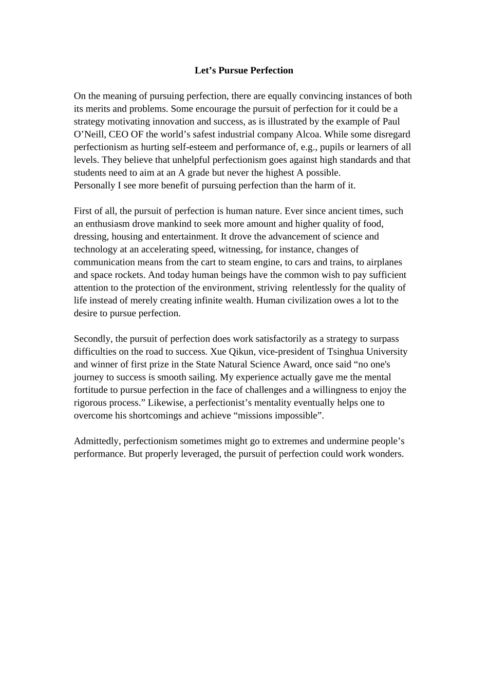 2025年专八写作真题范文Let27sPursuePerfection电子版本_第2页