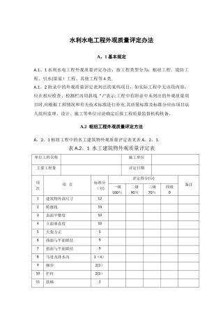 水利水电工程外观质量评定办法及表格
