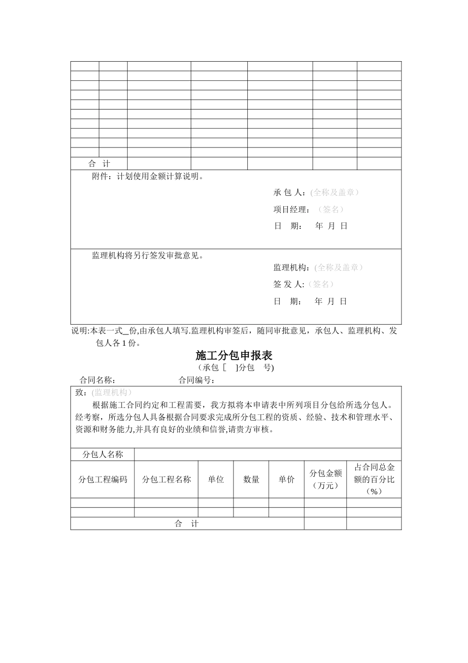 水利水电工程施工监理规范(承包人附表)_第3页