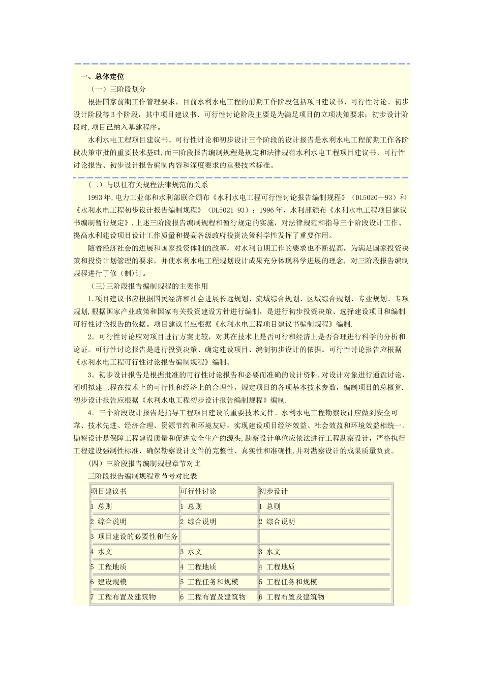 水利水电工程项目建议书、可行性研究、初步设计三阶段报告编制要求_第1页