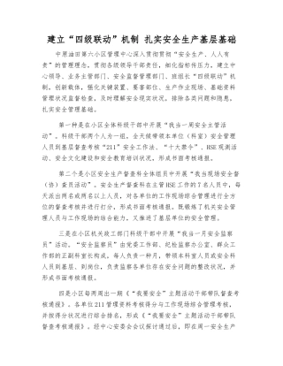 2025年建立四级联动机制夯实安全生产基层基础