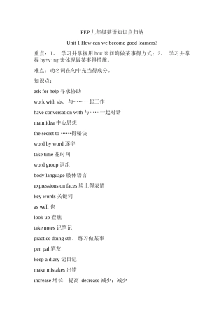 2025年人教版九年级全一册英语知识点归纳