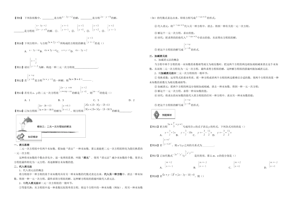 2025年初中数学二元一次方程组知识点习题_第2页