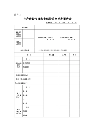 水土保持监测季度报表格式内容