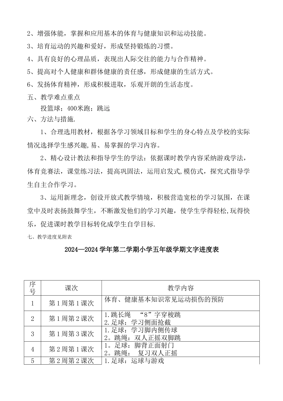 水平三体育教学计划_第2页