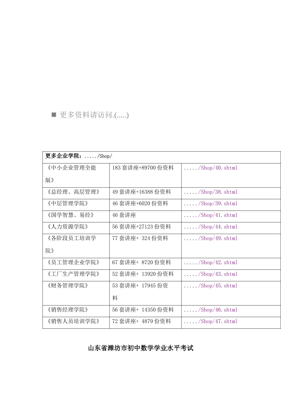 2025年山东省潍坊市年初中数学学业水平考试_第1页