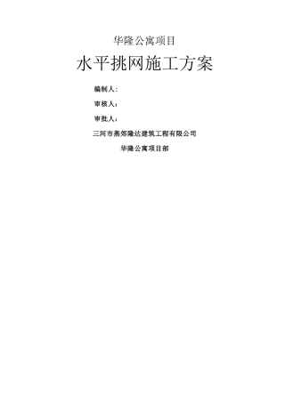 水平挑网施工方案1