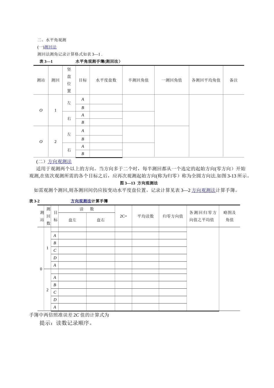 水平角测量数据记录表_第1页