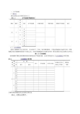 水平角测量数据记录表