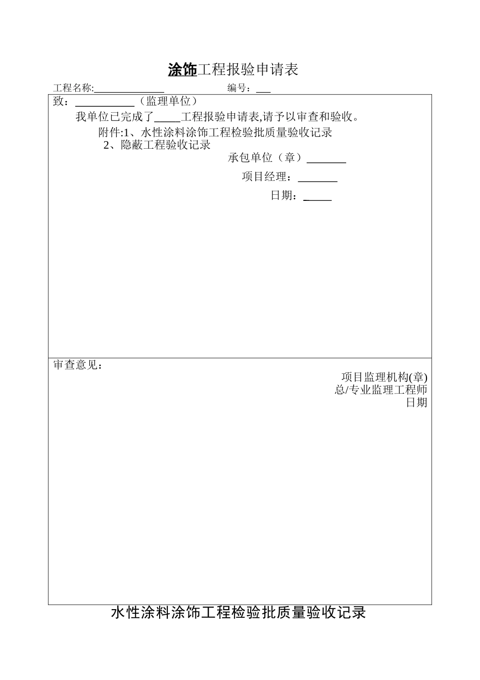 水性涂料涂饰工程检验批质量验收记录_第1页