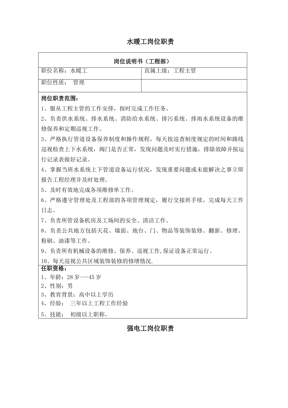 水暖工岗位职责_第1页