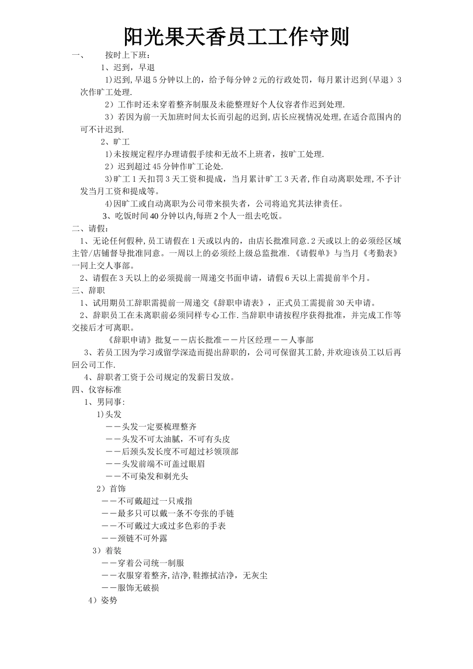 水果店管理-员工工作守则_第1页