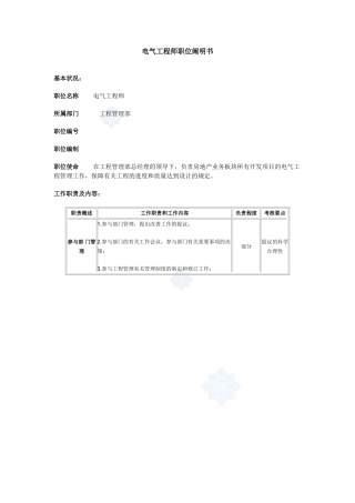 2025年电气工程师职位说明书