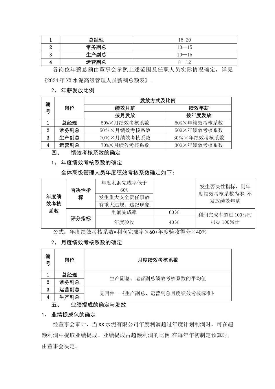 水泥厂高级管理人员薪酬绩效方案_第2页