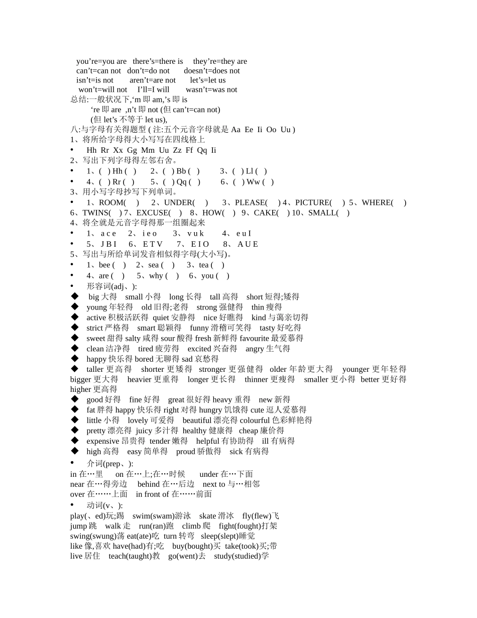 2025年人教版小升初英语复习知识点_第2页