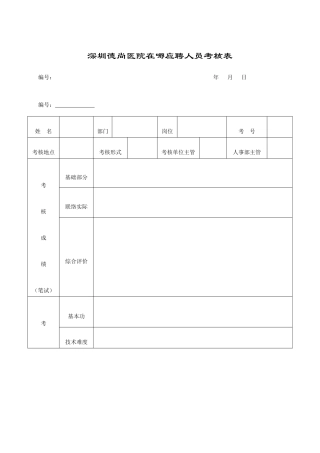 2025年医院应聘人员考核表