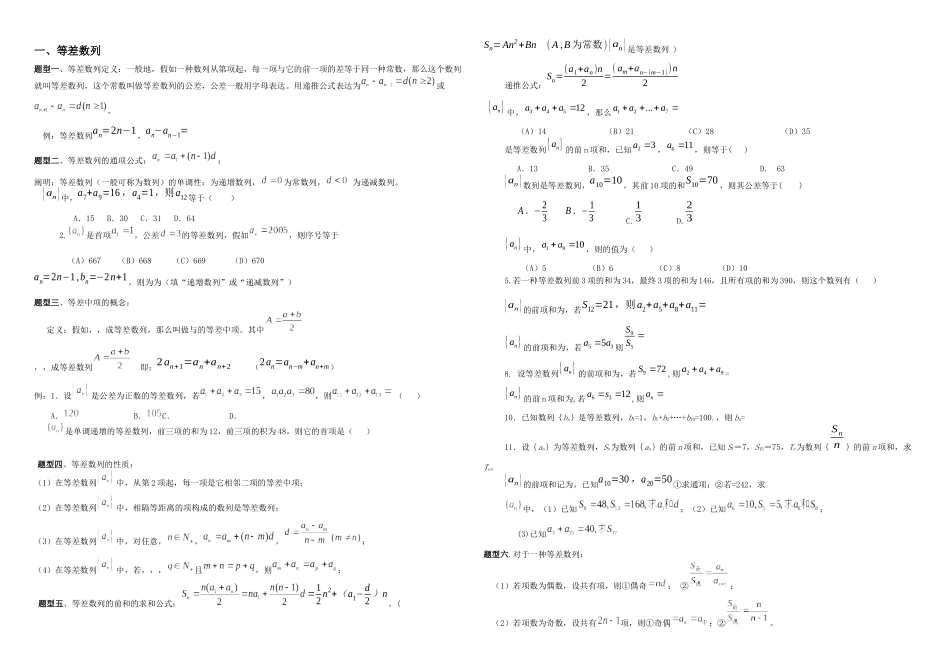 2025年数列知识点总结及题型归纳含答案_第1页