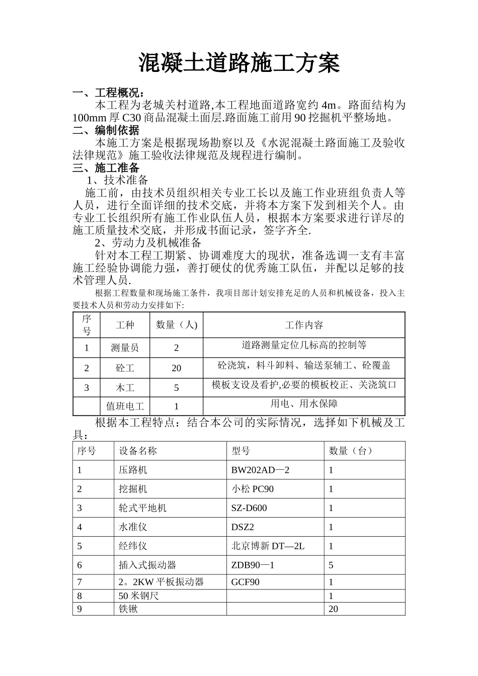 水泥混凝土路面施工方案54250_第1页
