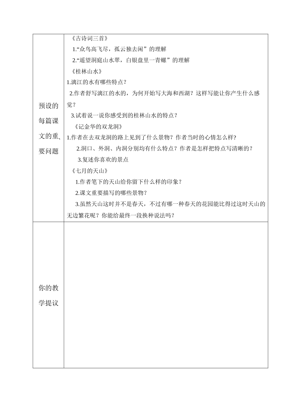 2025年新课标人教版小学四年级下册语文单元备课主讲稿全册_第2页