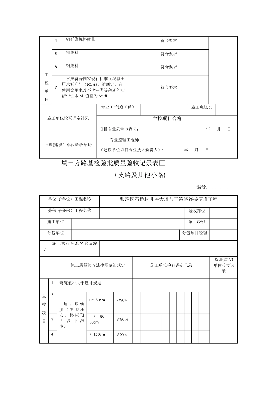 水泥混凝土面层检验批质量验收记录表_第3页
