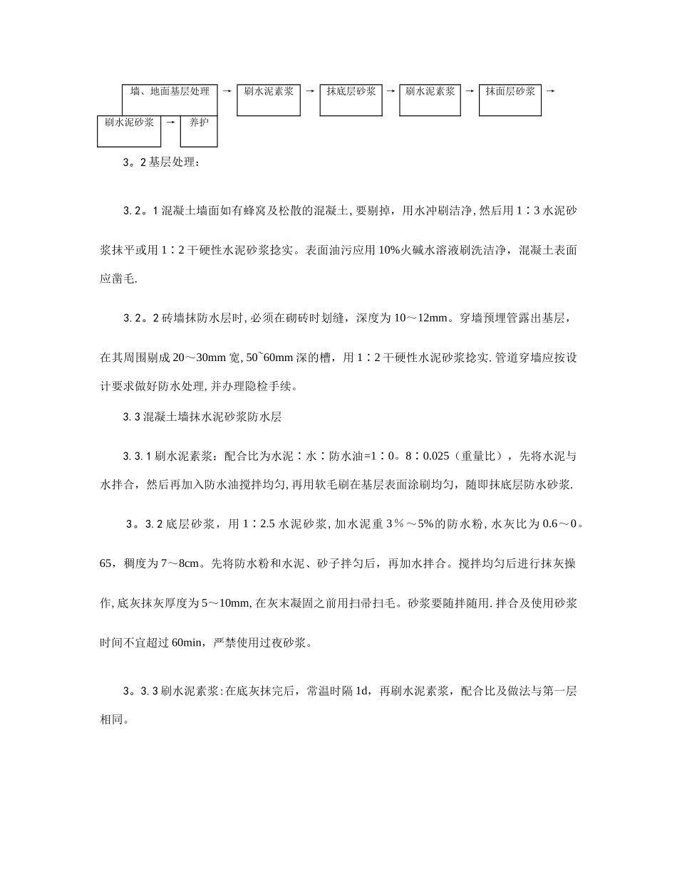水泥砂浆防水层施工工艺_第2页