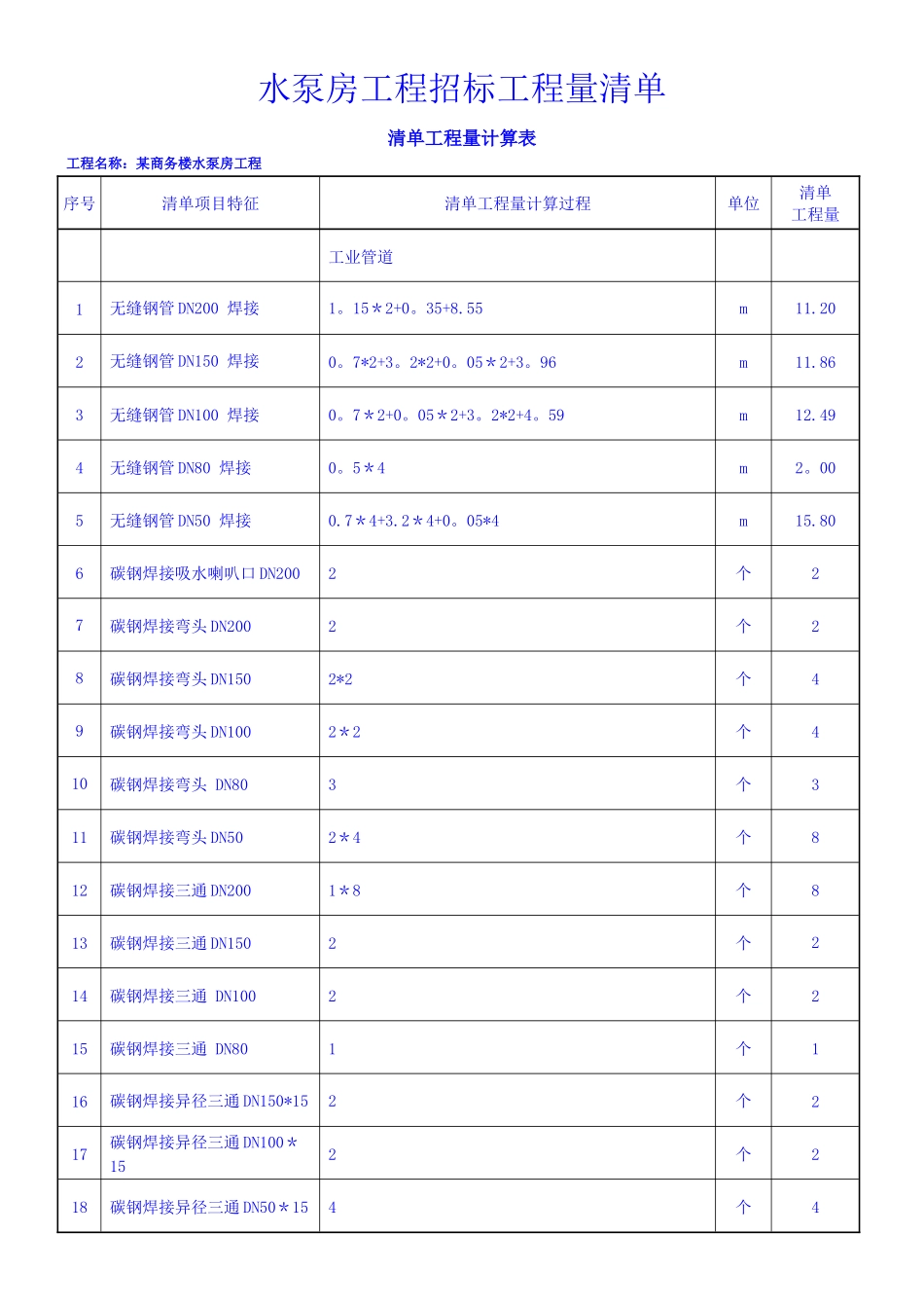 水泵房-工程量清单_第1页