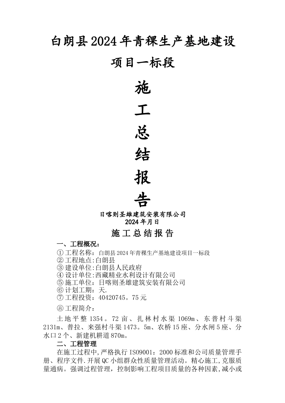 水渠施工总结报告_第1页