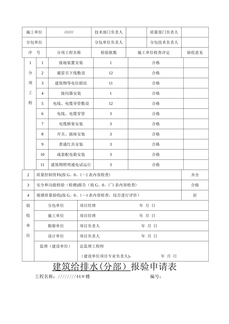 水电分部工程质量验收记录表_第2页