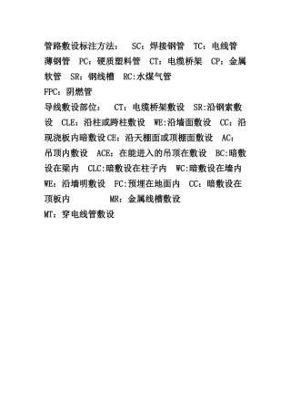 水电图纸中的WC、WE、CC、CE、FC、FE、FPC、CLC、MR、MT等都代表什么