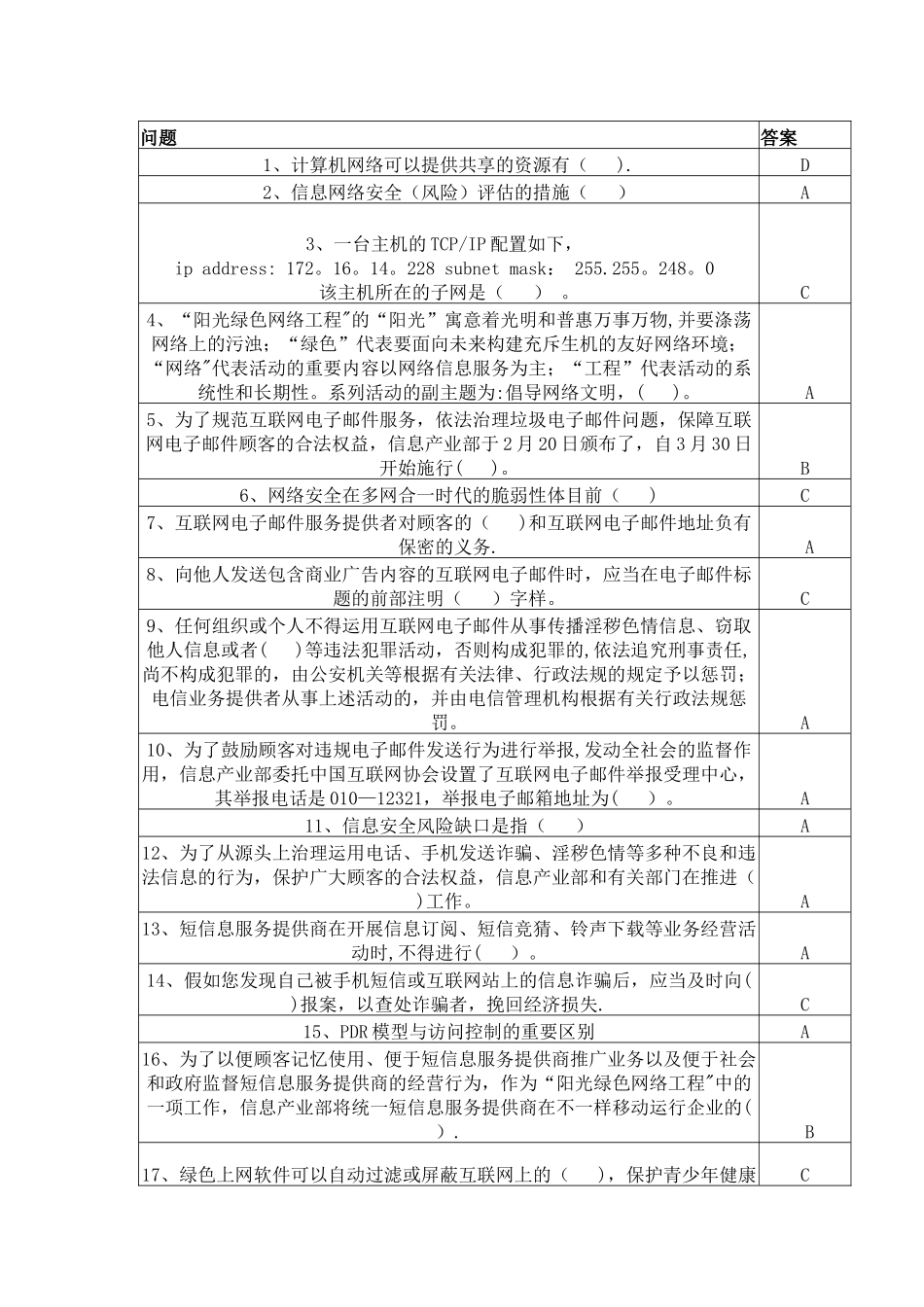 2025年网络知识安全竞赛试题答案_第1页