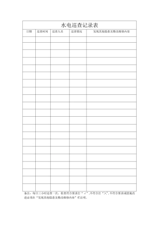 水电巡查记录表