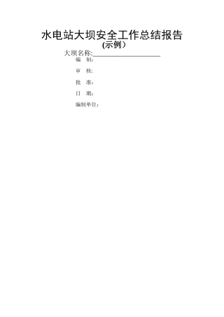 水电站大坝安全工作总结报告示例