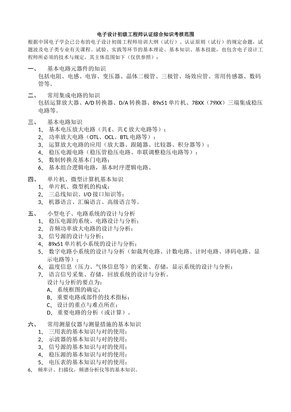 2025年电子设计工程师认证考试题型设置与题例与培训大纲_第3页