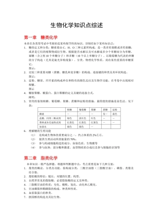 2025年生物化学知识点综述