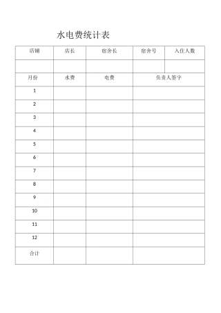 水电费统计表