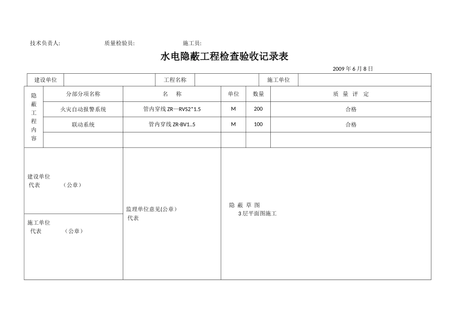 水电隐蔽工程检查验收记录表_第3页