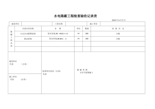 水电隐蔽工程检查验收记录表