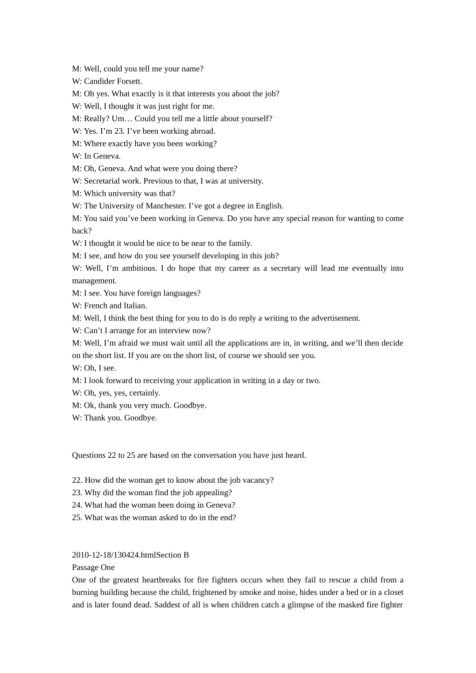 2025年恒星英语学习网第一时间为大家整理12月大学英语四级听力真题_第3页