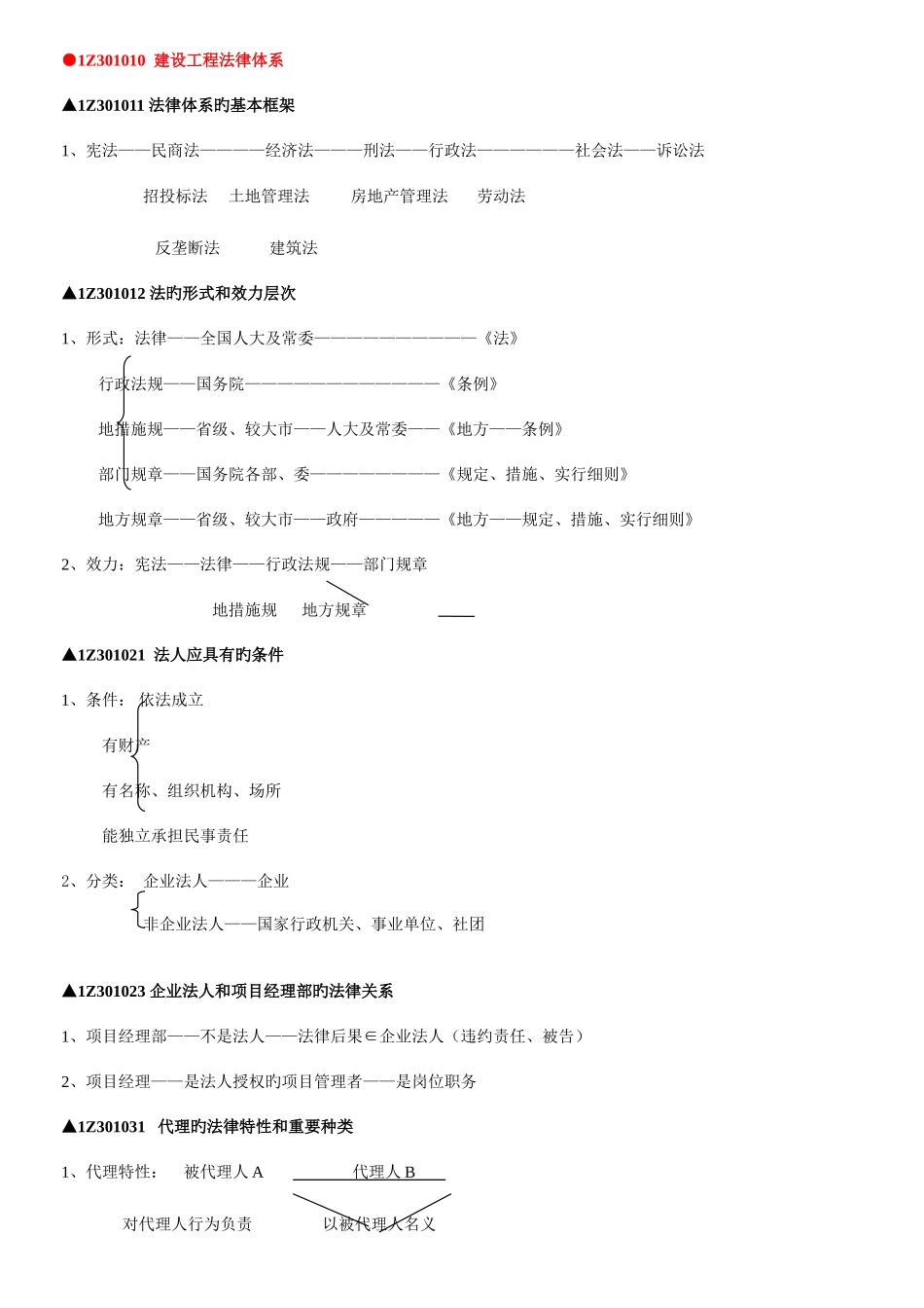 2025年一级建造师法规各章知识汇总资料_第1页